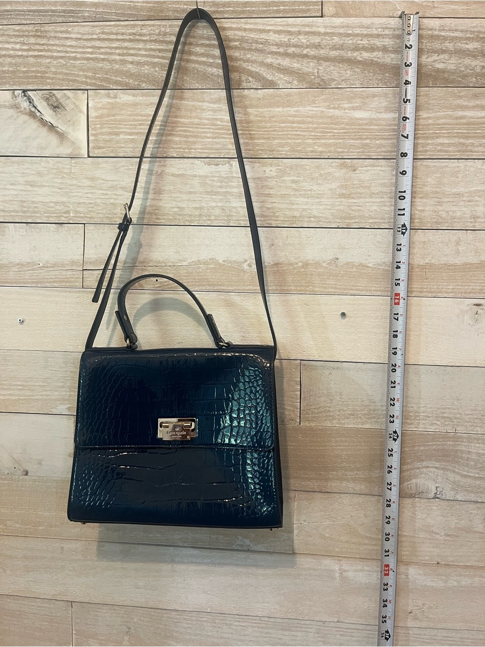 Kate Spade Knightsbridge Doris satchel navy blue patent croc embossed leather - Picture 10 of 14